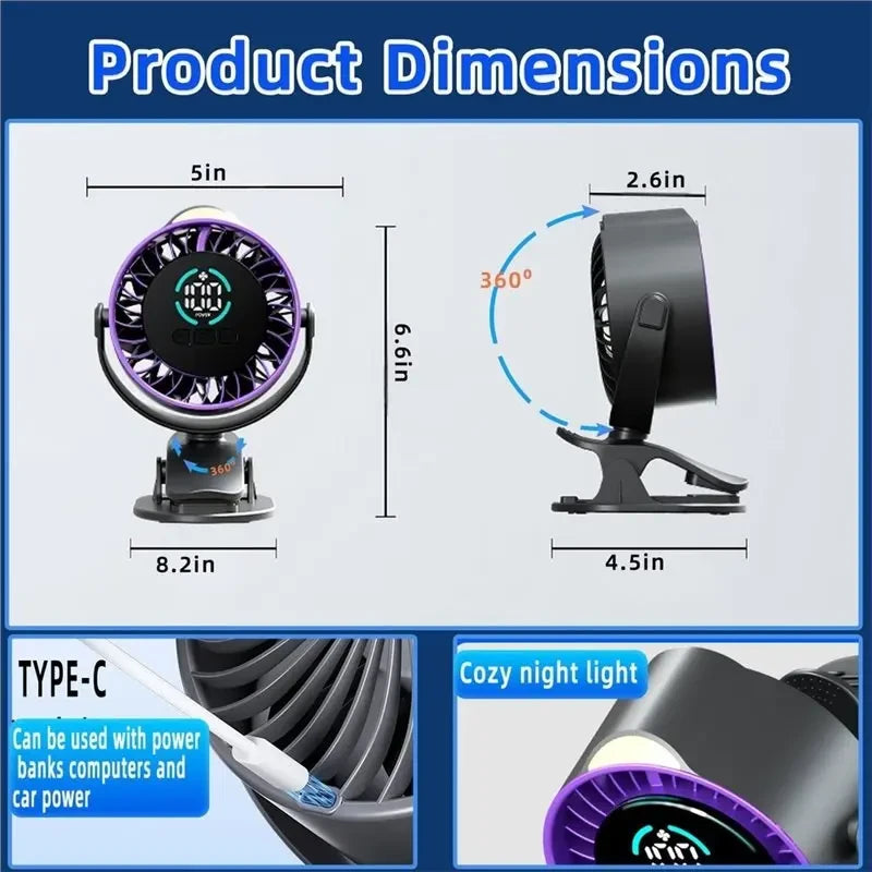 BreezeRide™ USB Rechargeable Car Fan