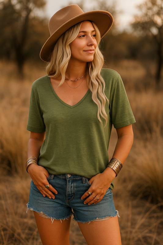 Velora™ - Boho Chic Women's V-Neck T-shirt
